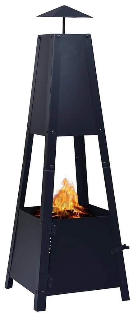 46648 vidaXL Vatră de foc, negru, 35 x 35 x 99 cm, oțel
