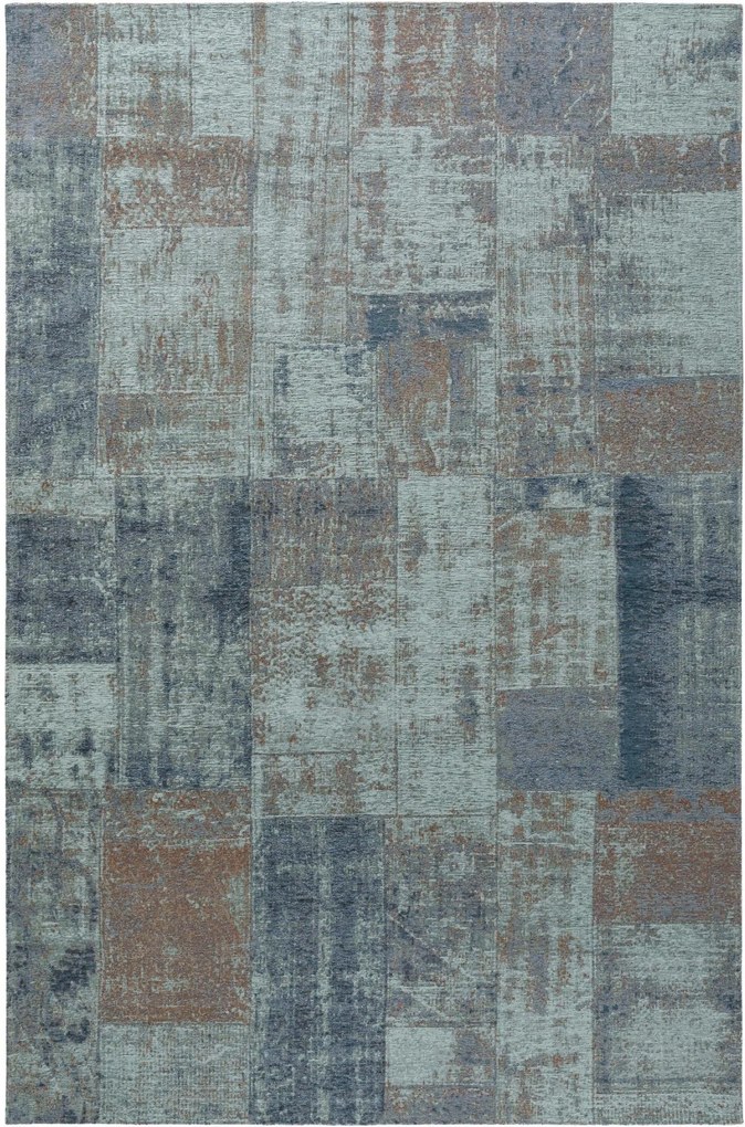 Covor cu tesatura plata Frencie , Albastru/Maro - 160x235 cm