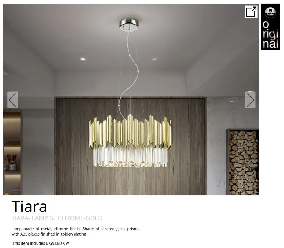 Lustra suspendata design elegant Tiara crom/auriu