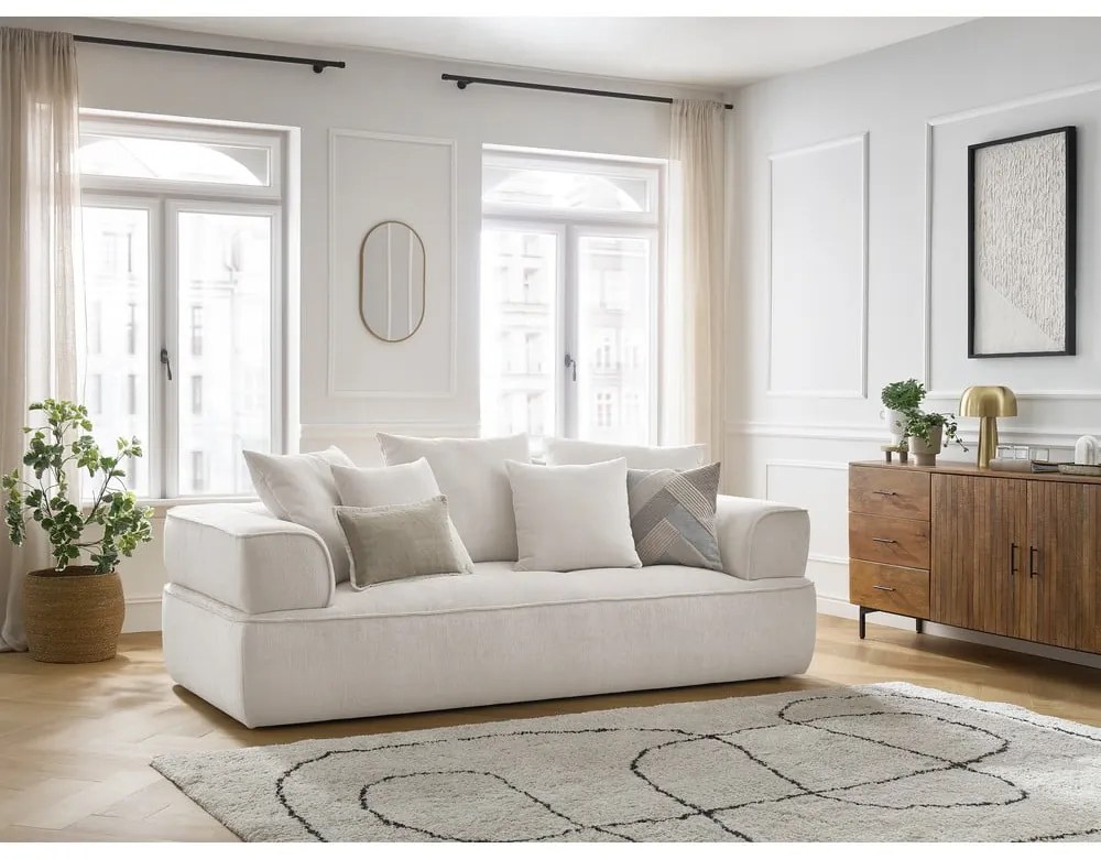 Canapea bej cu tapițerie din chenille 237 cm Whesley – Bobochic Paris