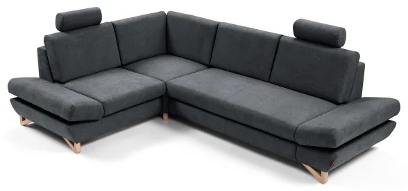 Colțar tapițat extensibil AVESTA, cu spațiu de depozitare, configurație L (stânga), antracit