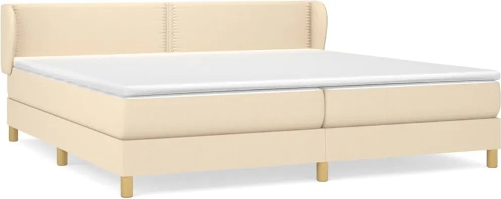 vidaXL Pat box spring cu saltea, crem, 200x200 cm, textil