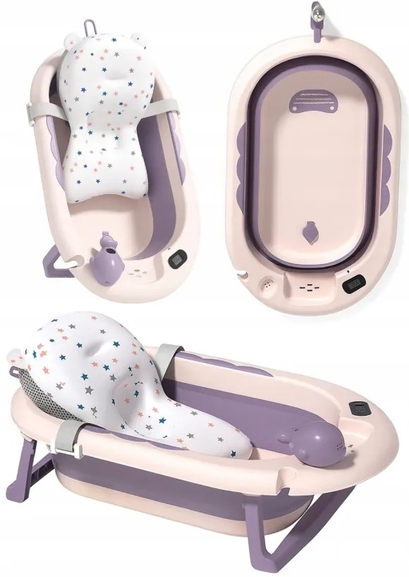 Cada de baie pliabilă pentru copii VAIANA PREMIUM cu pernă - mai multe culori Bej