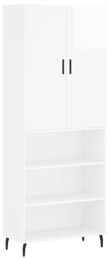 3196085 vidaXL Dulap înalt, alb extralucios, 69,5x34x180 cm, lemn compozit