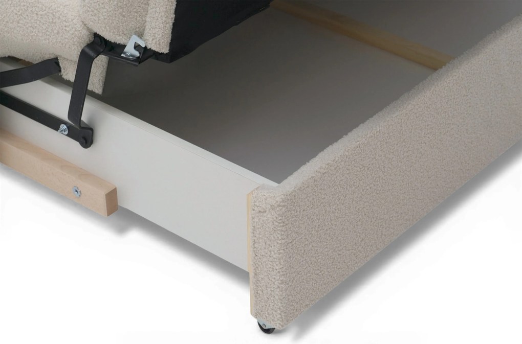 Canapea extensibilă Nubi trei locuri 140 cm cu ladă de depozitare - boucle bej deschis Quelle 03