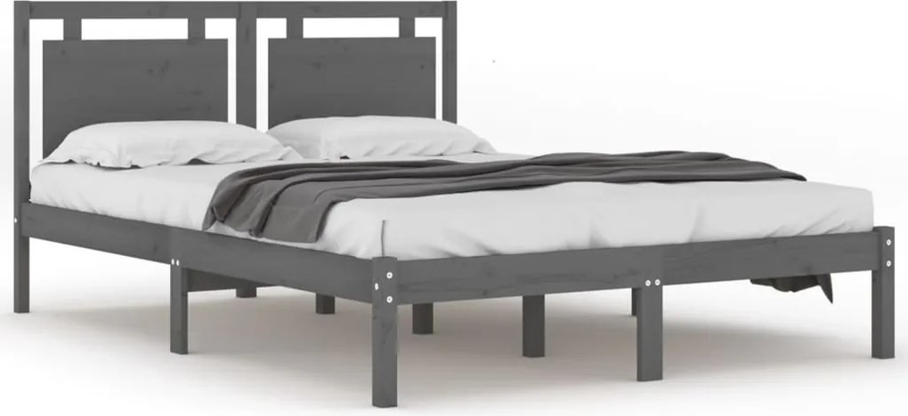 vidaXL Cadru de pat, gri, 200x200 cm, lemn masiv