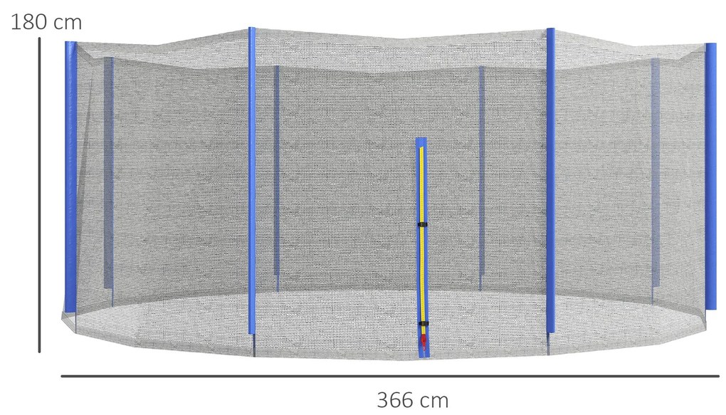 SPORTNOW Plasă Înlocuire Trambulină Rotundă 366cm, 8 Stâlpi Verticali, Tarc Rezervă Rezistent, Negru-Albastru | Aosom Romania