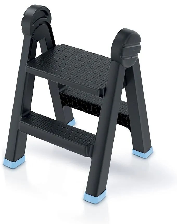 Trepte pliante, negre/albastre