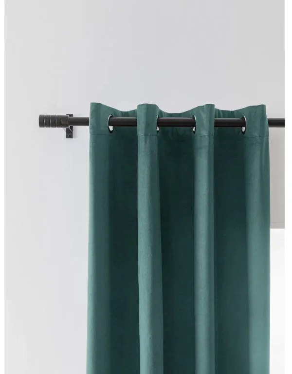 Perdea opaca VELVET 140x250 cm, turcoaz Agatat: Inele metalice