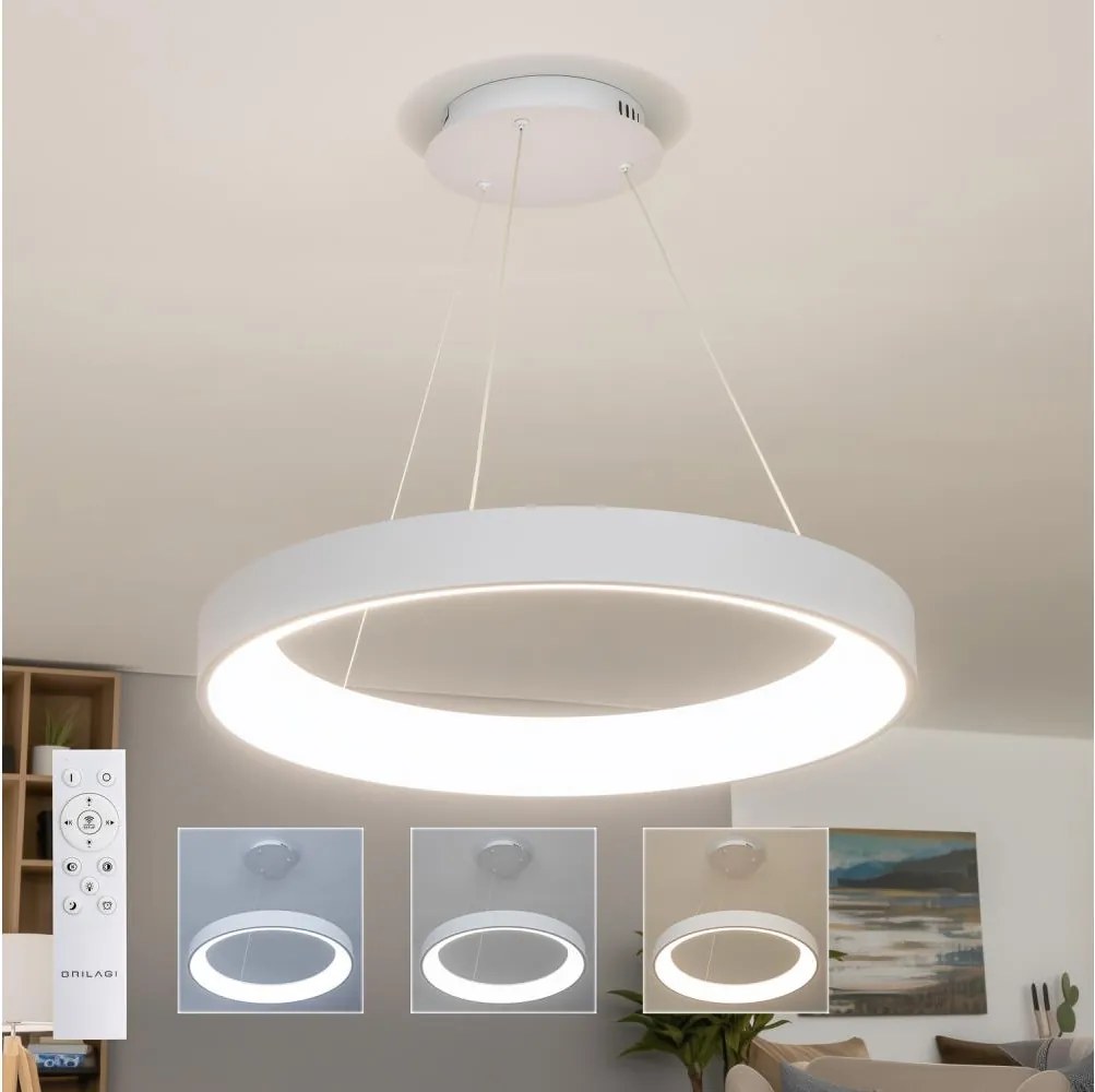 Brilagi - Lustră LED reglabilă pe cablu FALCON II LED/99W/230V pr. 60 cm albă + telecomandă