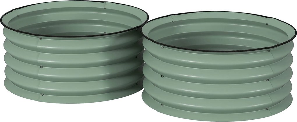 Outsunny Set de 2 ghivece verzinkte, Ø60 x 30H cm ghivece pentru flori cu bază deschisă pentru diverse plante, Grün | Aosom Romania