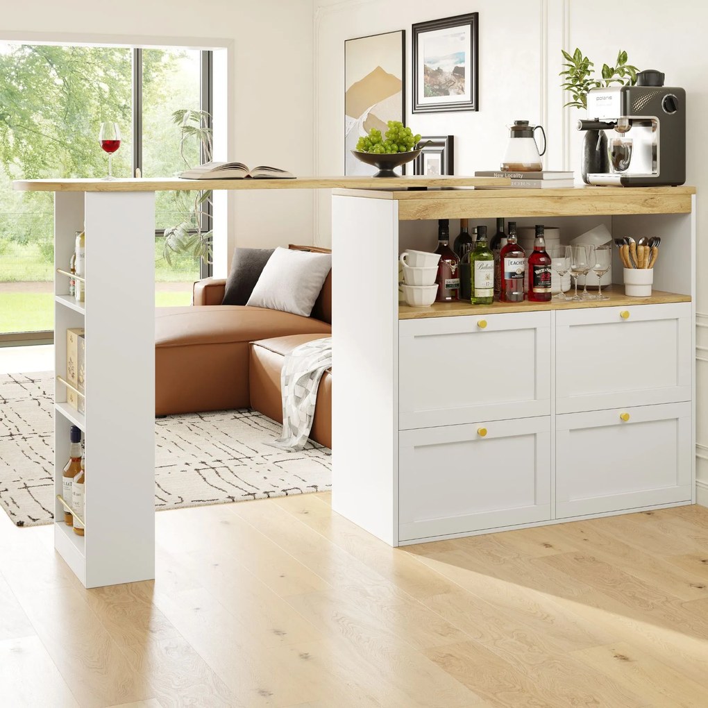 Masă de bar rotativă la 360°, Alb | Aosom Romania