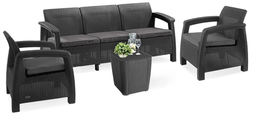 Set de mobilier de grădină Corfu Love duo cu masă Luzon grafit