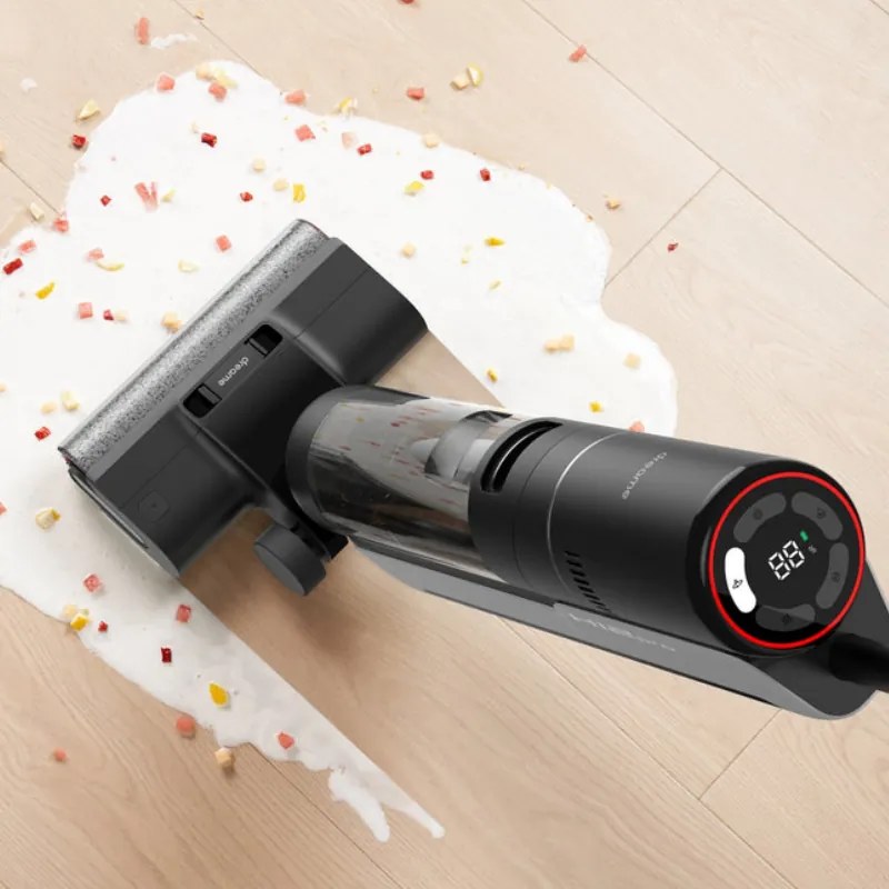 Aspirator vertical DREAME H12 Pro HHR25A, 300W, 0.7/0.9 l, 3 moduri, 35 min, Umed/uscat, Alerte vocale, LED, Uscare mop automată, Negru/gri