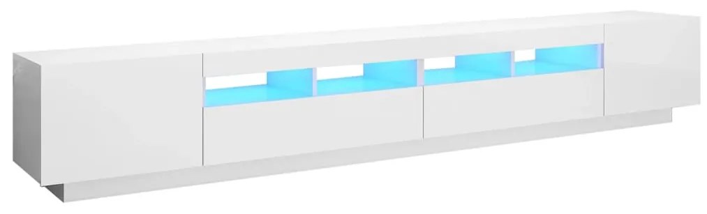 3081921 vidaXL Comodă TV cu lumini LED, alb extra lucios, 260x35x40 cm