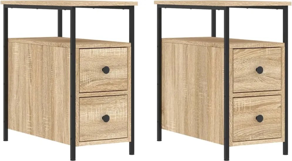 vidaXL Noptiere, 2 buc., stejar sonoma, 30x60x60 cm, lemn prelucrat