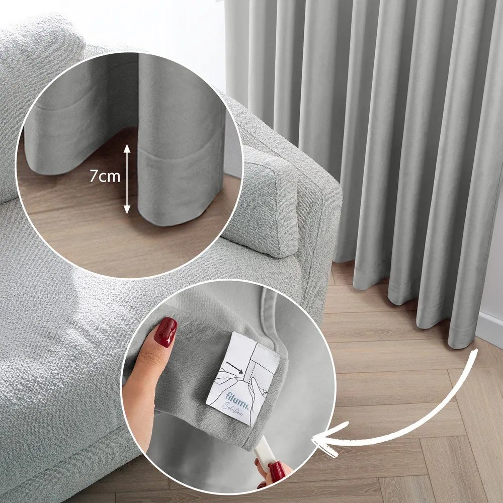 Draperie gri dimout (semi-opacă) din catifea 400x225 cm Velto – Filumi