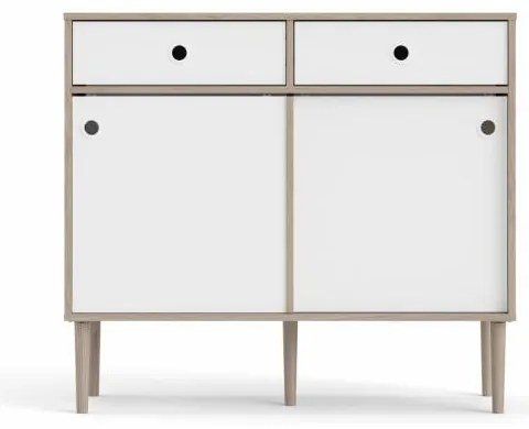 Tvilum Bufet cu 2 sertare in decor de stejar Culoare alb, ELISEO
