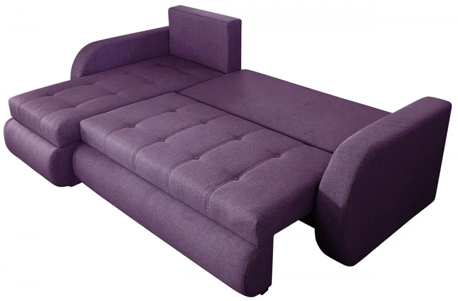 Coltar extensibil reversibil Genoa Purple 243x141x81 cm cu lada de depozitare
