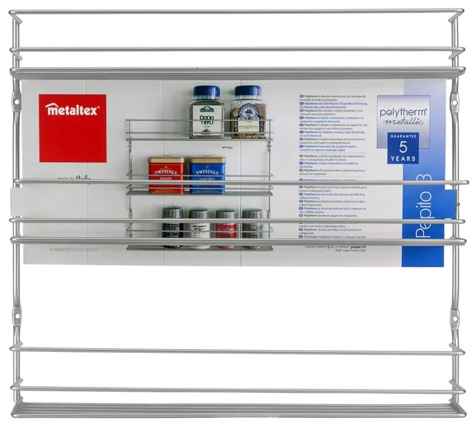 Organizator pentru mirodenii de montat pe perete din oțel – Metaltex