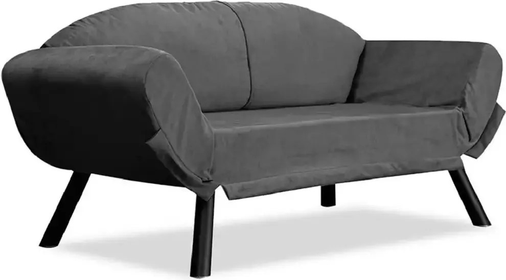 Canapea extensibila 2 locuri living 205X80 cm – stofa &amp; metal, gri – Genzo