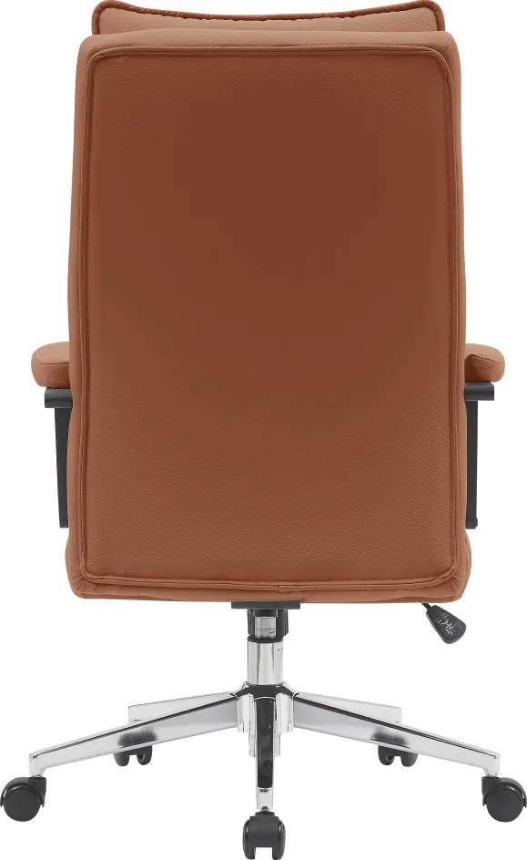 Scaun de birou, piele ecologică maro camel/crom, KAHIL