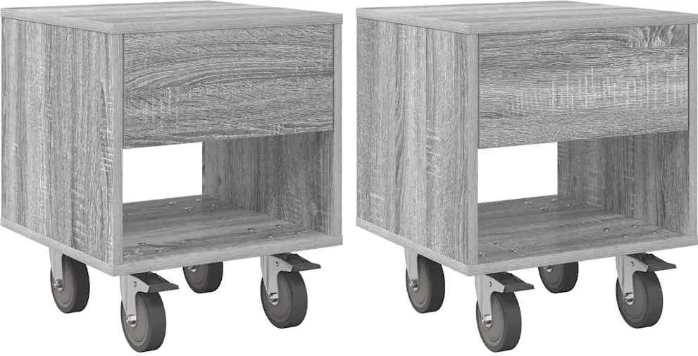 vidaXL Noptieră 2 pcs Gri Sonoma 40,5 x 40 x 48 cm Lemn compozit