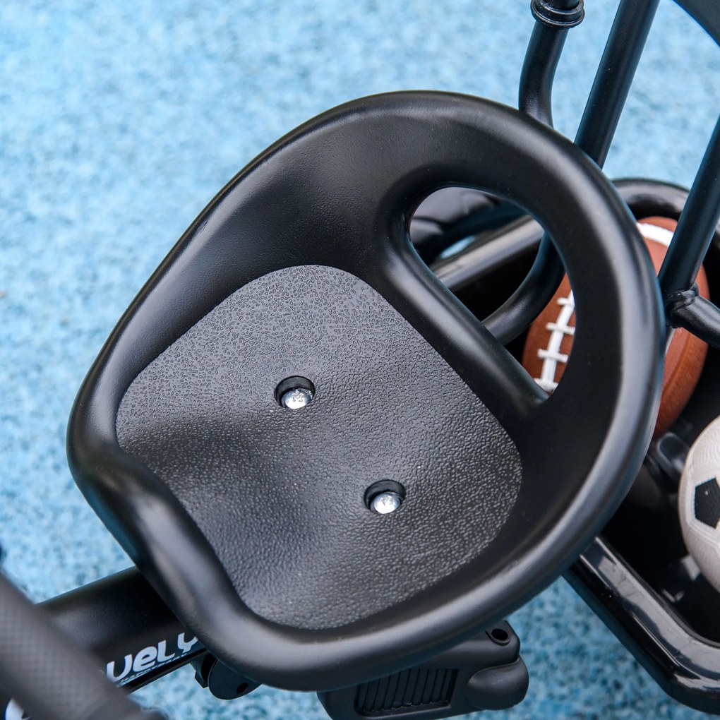 HOMCOM Tricicletă pentru copii 6-în-1 cu bară de împins, copertină, centură, coș pentru depozitare, pentru 1-5 ani, Albastru închis | Aosom Romania