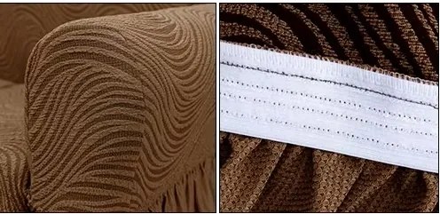 Set 2 huse elastice pentru fotolii, cu volanas si model Jacquard Maro in dungi
