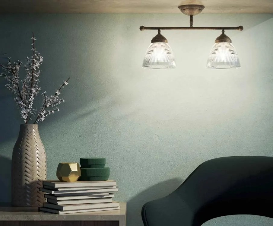 Lustra stil neoclasic din alama si abajur ceramic Elide