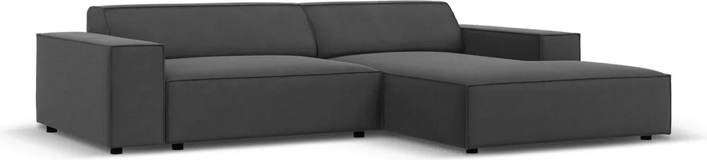 Coltar modular dreapta 3 locuri, Jodie, Micadoni Home, BL, 224x166x70 cm, catifea, gri