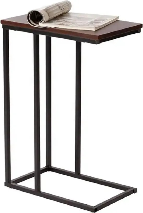 Masuta de cafea in stil industrial,metal-lemn,Homs, seria A-620,45 x 25 x 63.5 cm, negru/nuc,30314