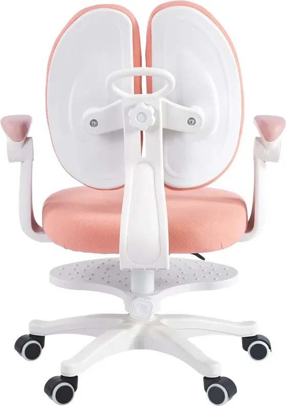 RESIGILAT- Scaun ergonomic pentru copii, spatar reglabil, suport picioare reglabil, rotativ, Roz
