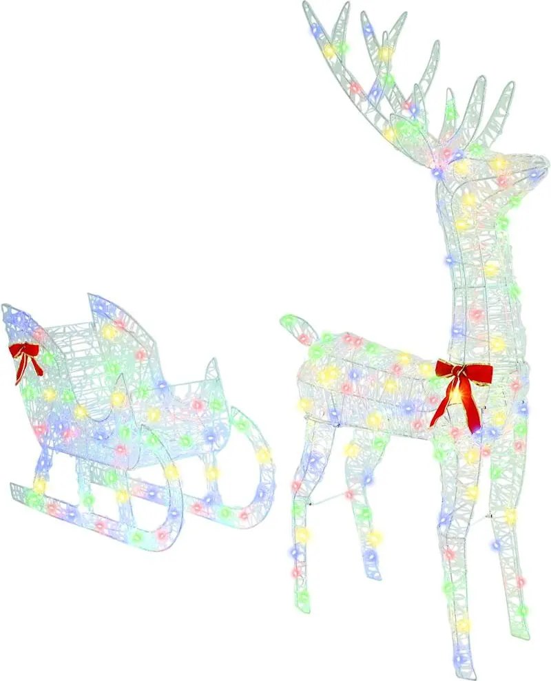 vidaXL Sanie cu ren cu 200 LED colorat 70 x 26 x 129 cm Acril