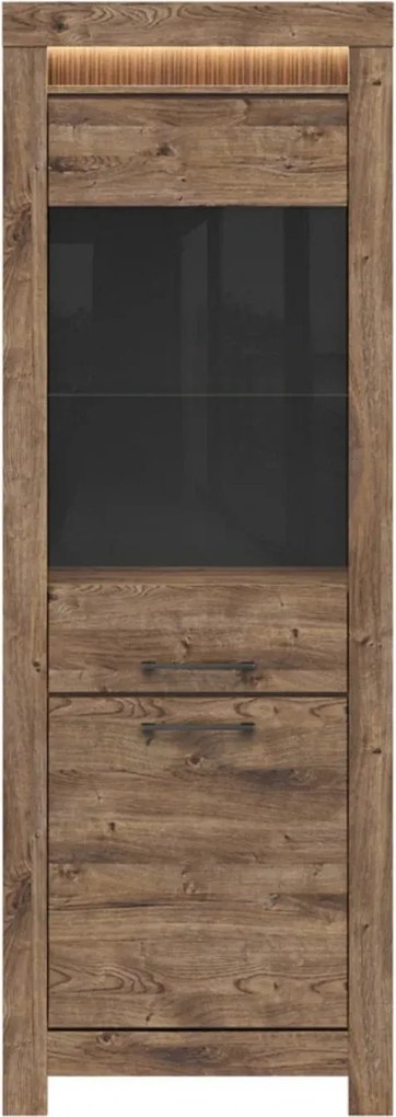 Vitrina TORIN, stejar, PAL/sticla securizata, 71x45x200 cm
