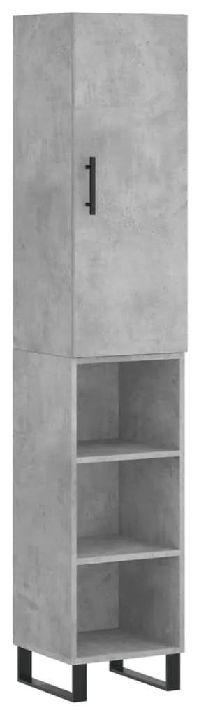 3199005 vidaXL Dulap înalt, gri beton, 34,5x34x180 cm, lemn prelucrat