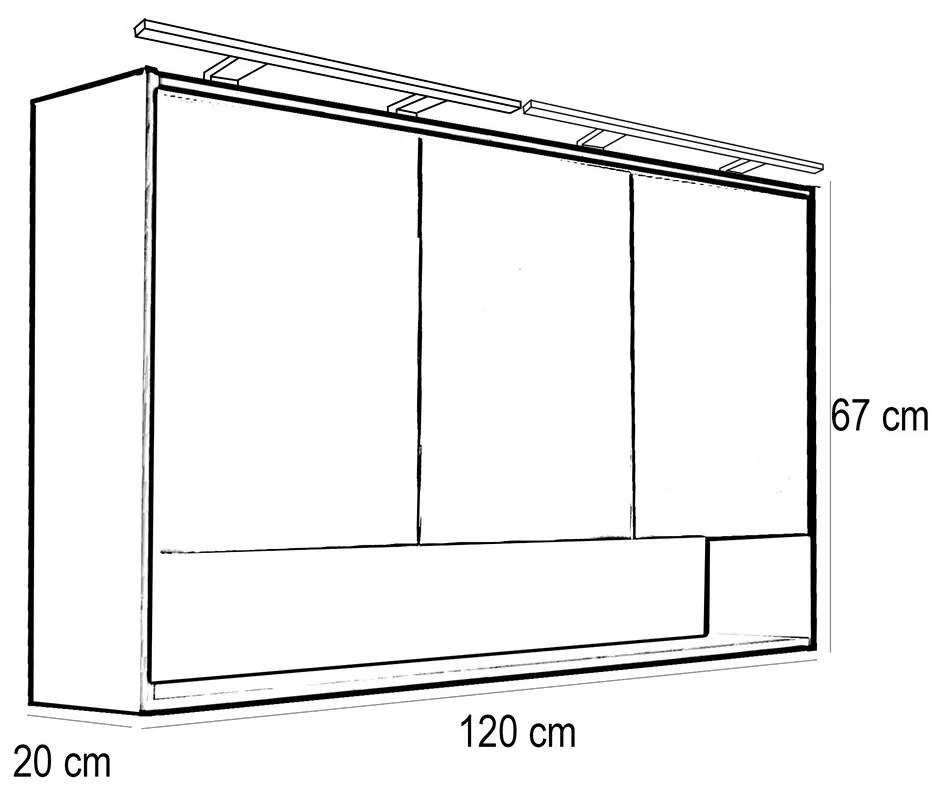 Dulap cu oglindă Luna 120, alb, superior