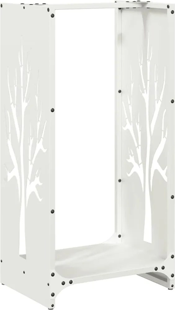 vidaXL Suport pentru lemne de foc alb 40x30x80 cm Oțel laminat la rece