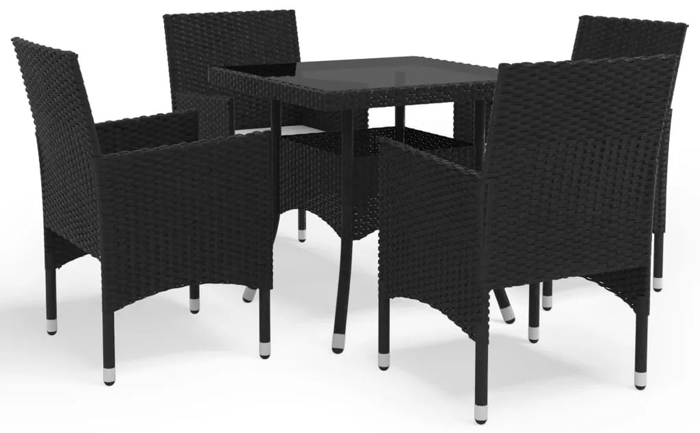 vidaXL Set mobilier de grădină, 5 piese, negru, poliratan