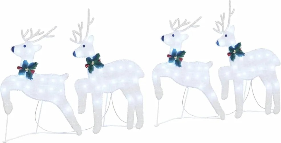 vidaXL Reni LED 4 pcs Argintiu țesătură