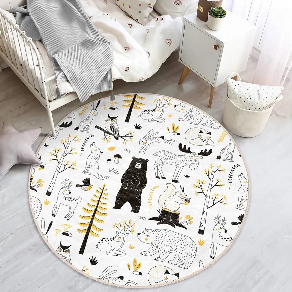 Covor pentru copii galben/alb ø 100 cm Comfort – Mila Home