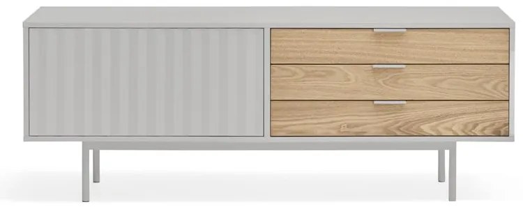 Comodă TV gri/în culoare naturală cu aspect de lemn de stejar 140x52 cm Sierra – Teulat
