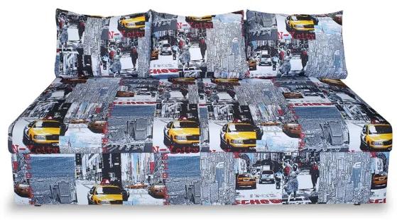 Canapea Extensibila Cu Lada Depozitare Vario Taxi Ny City, Multicolor, 191 x 98 x 80 Cm