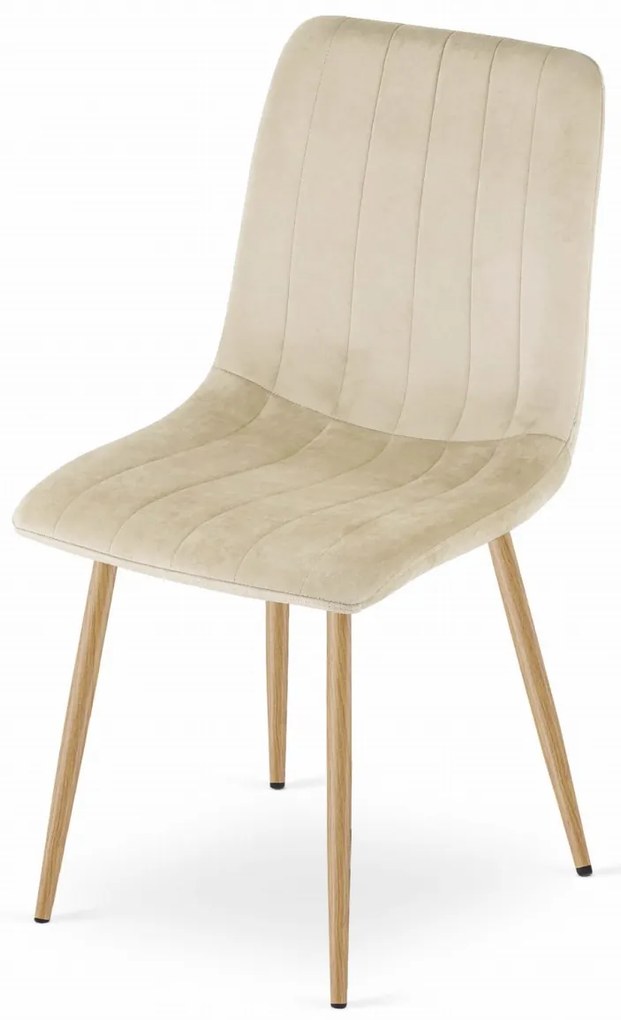 Set de masa 1 + 4, masa de dining alba ADRIA 120x80 cm + scaun de catifea crem LAVA