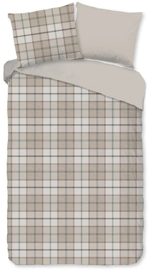 Lenjerie de pat maro deschis din flanelă pentru pat dublu/extinsă 200x220 cm Bernardus – Good Morning