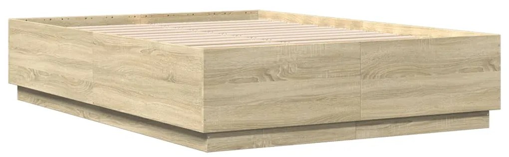 3209697 vidaXL Cadru de pat, stejar sonoma, 150x200 cm, lemn prelucrat