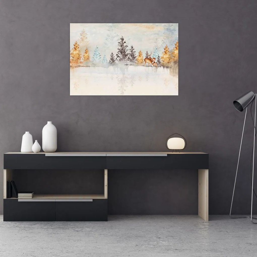 Tablou - Pădure în acuarelă (90x60 cm)