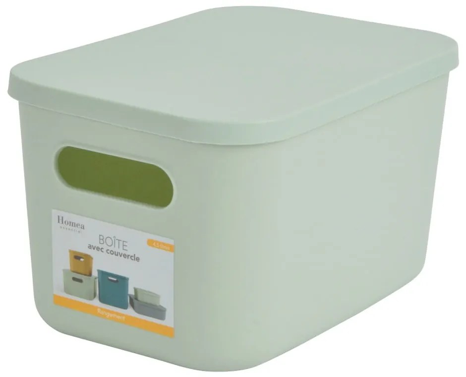 Cutie de depozitare verde-deschis din plastic cu capac 24,5x18x15 cm – Homéa