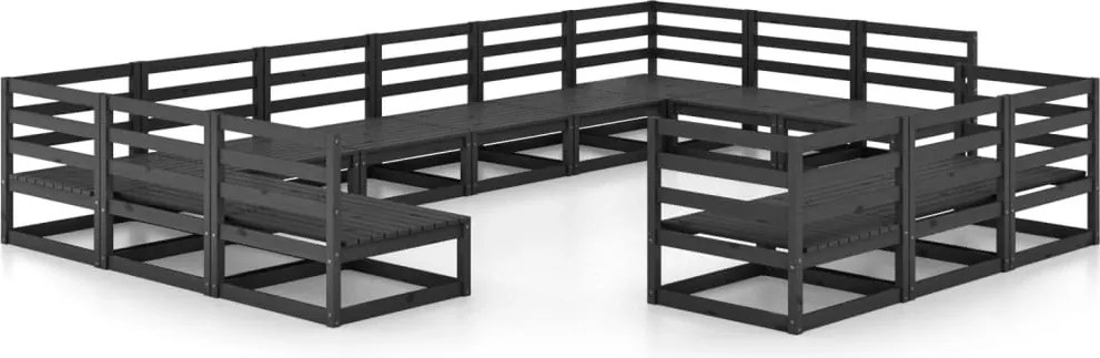 vidaXL Set mobilier de grădină, 13 piese, lemn masiv de pin