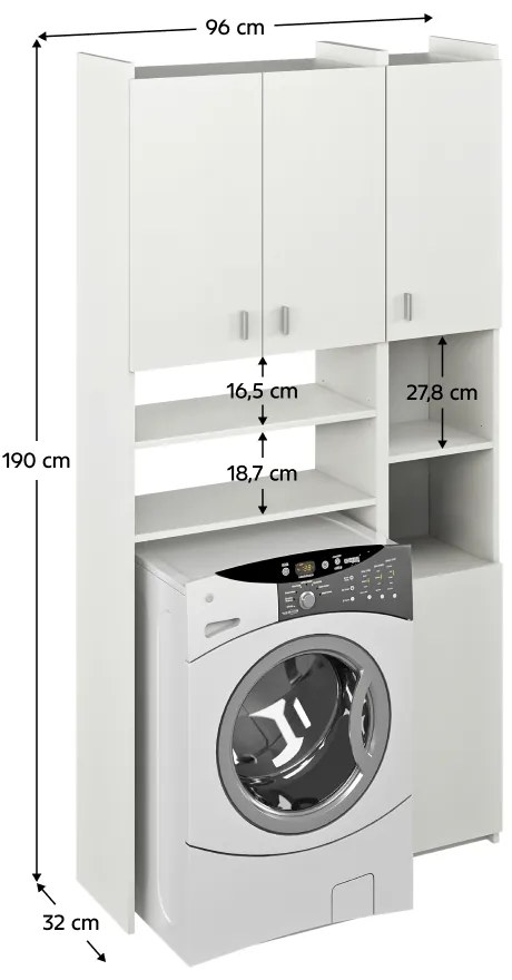 Dulap deasupra mașinii de spălat MIRALI, alb